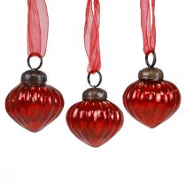 Décorations de Noël cintres décoratifs en verre verre rouge 3,5×4cm 12pcs