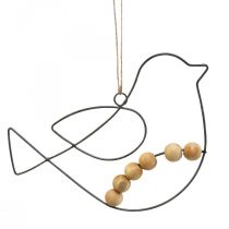 Pendentif déco oiseau déco métal bois noir 19x12cm 6pcs