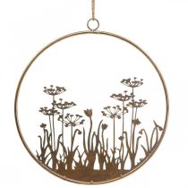 Décoration murale fleurs décoration métal à suspendre doré antique Ø38cm
