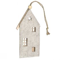 Article Set de 6 Décorations de Noël en Feutre Beige en Forme de Petite Maison 15cm