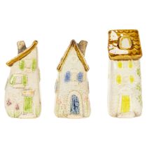 Article Petites maisons en céramique Pour décoration intérieure et pots de fleurs Idée cadeau 10 cm Lot de 3