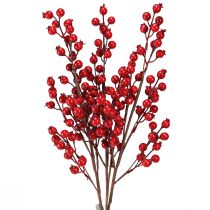 Article Décoration cynorhodon, branches décoratives artificielles, rouge, L62 cm, 3 pièces