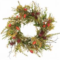 Déco couronne églantier artificielle couronne d&#39;automne fleurs artificielles Ø25cm