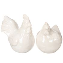 Article Figurine de poulet, émaillée brillante, pour décoration intérieure moderne, 17 cm, lot de 2