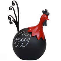 Coq décoration Pâques décoration métal poulet noir rouge H13,5cm