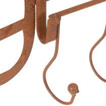 Article Barre à crochets en métal rouillé, fourche à foin décorative, décoration de jardin, 4 crochets, 62 cm