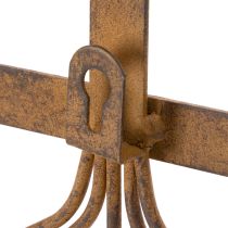 Article Barre à crochets pour outils de jardin, décorations de jardin, râteau, bêche et houe ; porte-manteau en métal rouillé, L33,5 cm