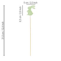 Article Lapins décoratifs sur bâtonnet, 31,5 cm, lot de 16, pour décorer tables et pots de fleurs.