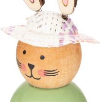 Article Figurines de lapins de Pâques en bois, décoration de table de Pâques, adorables figurines de lapins, décoration printanière, 9 cm, lot de 8