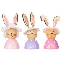 Article Décoration de table de Pâques printanière, lapins décoratifs avec chapeaux, 7 cm, lot de 9
