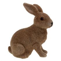Article Set de 6 lapins décoratifs beflockés marron - 11 et 13,5 cm