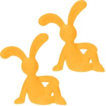 Article Figurines décoratives lapins jaunes en plastique - Lot de 2, hauteur 22 cm