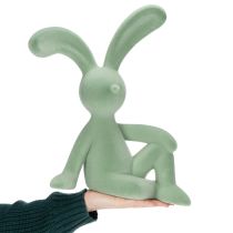 Article Figurine décorative en forme de lièvre vert sauge 38 cm pour une décoration printanière