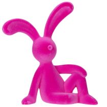 Article Décoration Lapin Moderne en Finition Velours Rose - 38 cm