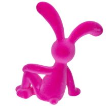 Article Décoration Lapin Moderne en Finition Velours Rose - 38 cm
