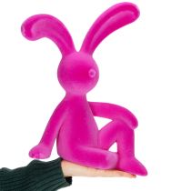 Article Décoration Lapin Moderne en Finition Velours Rose - 38 cm