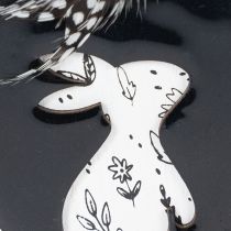 Article Œufs de Pâques en bois à suspendre, blancs et noirs, 10 cm, lot de 6
