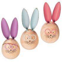 Article Figurines décoratives de lapins à visages variés, pour une touche ludique sur les tables et les étagères, 14 cm, lot de 3.