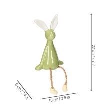 Article Lapin de Pâques décoratif en céramique à poser sur une étagère pour une ambiance joyeuse, 22 cm, lot de 2