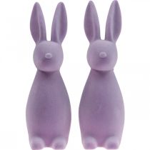 Article Lapin de Pâques décoratif – 2e choix – Lilas floqué H 29,5 cm, 2 pièces