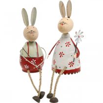 Article Lapin avec siège pour enfant Pâques bois, métal H21/23cm lot de 2