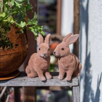 Article Lapin floqué marron 11cm, 13,5cm 6 pcs