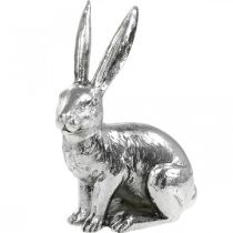 Lapin de Pâques assis figurine lapin argenté décoration de table Pâques 16,5cm