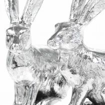 Article Lapin de Pâques Assis Lapin Argenté Figurine Décorative Pâques 13cm 2pcs