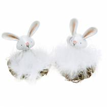 Lapin de Pâques dans le nid, décoration de printemps, lapin de décoration, décoration de Pâques, figurine de lapin blanc 4pcs