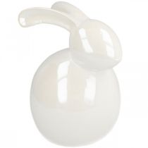 Article Figurine Lapin en Céramique Blanche Nacrée 17 cm