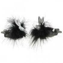 Article Lapin de Pâques décoration argent plume boa lapin figure Pâques 8cm 2pcs