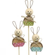 Lapin fleur bâton bois rouille décoration lapin de Pâques sur bâton 8cm 9pcs