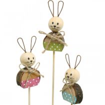 Lapin fleur bâton bois rouille décoration lapin de Pâques sur bâton 8cm 9pcs