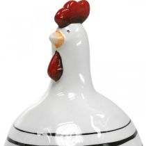 Article Poulet décoratif en céramique rayé noir et blanc Pâques H17cm 2pcs