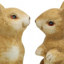 Article Lapin assis, décoration en céramique, Pâques, paire de lapins marron H15cm lot de 2