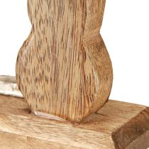Article Lapin décoratif en métal et bois – Figurine de Pâques moderne au design naturel 22 cm 2 pcs