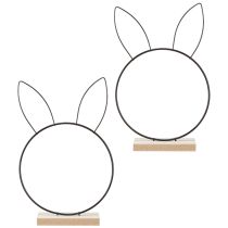 Article Anneau de décoration lapin métal bois naturel noir Ø20cm 2pcs