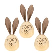 Article Figurine décorative de lapin en forme d'œuf, idéale pour le printemps et les décorations saisonnières, 14 cm, lot de 3.