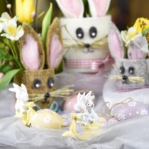 Décoration printanière à paillettes, lapin sur trottinette, décoration Pâques H9cm L7.5cm 3 pièces