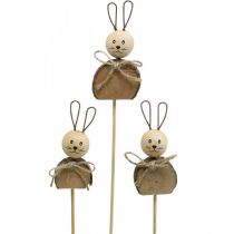 Lapin fleur bâton bois rouille lapin de Pâques décoration naturel 8cm 9pcs