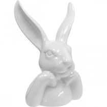 Déco lapin blanc, buste tête de lapin, céramique H21cm