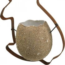 Décoration lapin à suspendre, lapin en métal avec oeuf, coquille d&#39;oeuf à planter patine 3 pièces