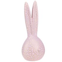 Article Décoration tête de lapin Pâques craquelure or rose 10x11x28cm