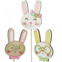 Décoration drôle de lapin de Pâques tête de lapin sur bâton décoration florale 7cm 12pcs