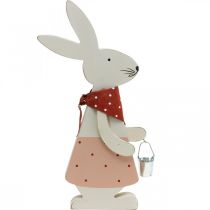 Article Bunny girl, décoration de printemps, lapin en bois avec un seau, lapin de Pâques