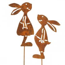 Décoration de jardin lapin rouille bouchon décoratif Pâques 8×16cm 2pcs (1paire)