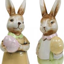 Déco lapin de Pâques avec oeuf, décoration de Pâques couple de lapins, céramique, H24cm 2pcs