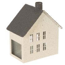 Article Lanterne Maison en Métal Gris et Beige 16 cm
