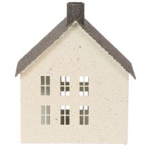 Article Lanterne Maison en Métal Gris et Beige 16 cm