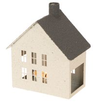 Article Lanterne Maison en Métal Gris et Beige 16 cm